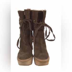 DONATED💥Prada “The Original Car Shoe,” Brown Suede Platform Wedges, Sz 40, S 9.5